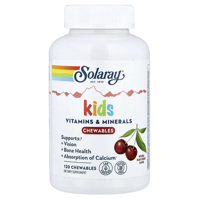 Solaray Kids Vitamins  Minerals Chewable Natural Black Cherry 120 Chewables