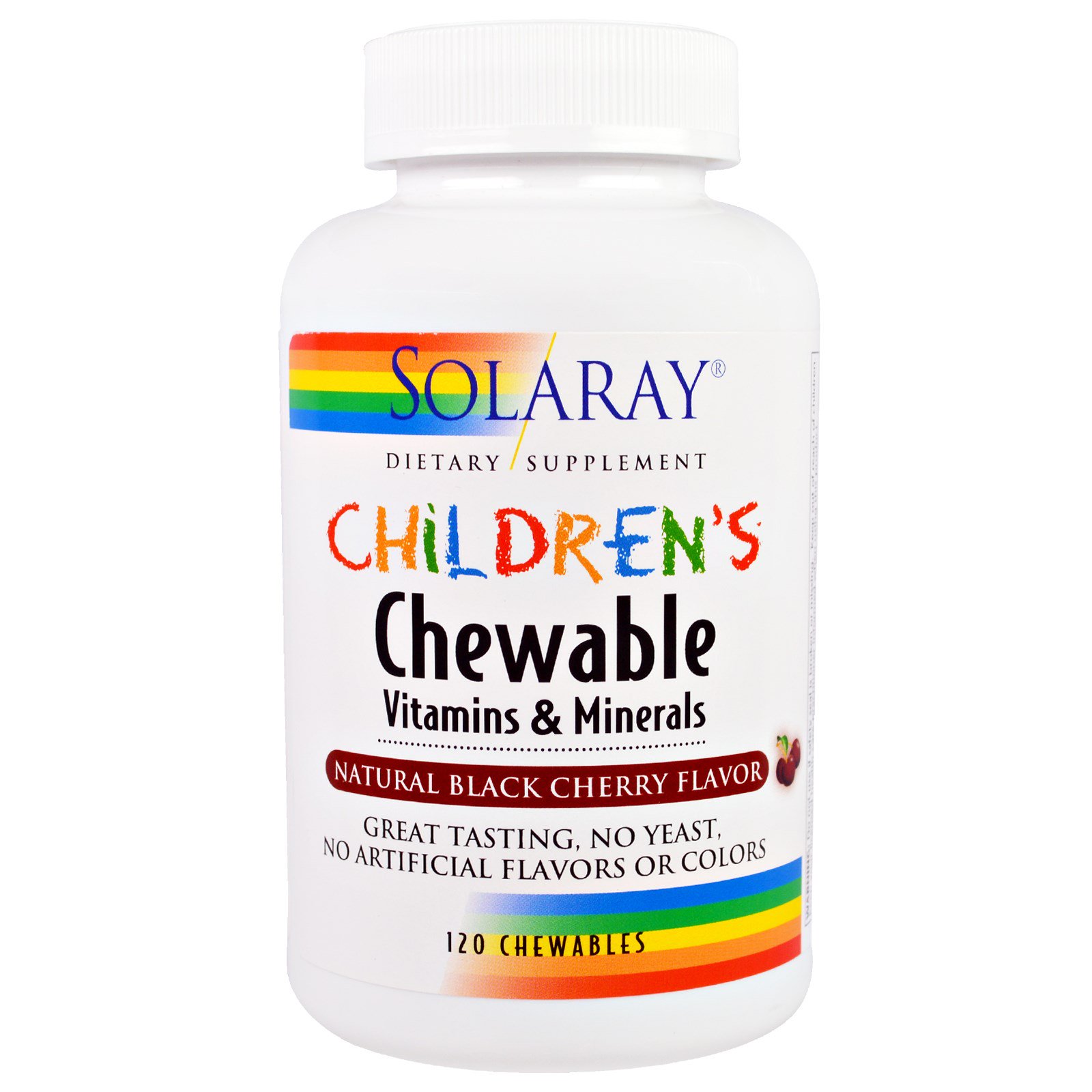 Solaray, Детские жевательные витамины и минералы, натуральный вкус черной вишни, 120 жевательных резинок