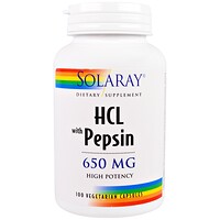 HCL с пепсином, 650 мг, 100 вегетарианских капсул - изображение