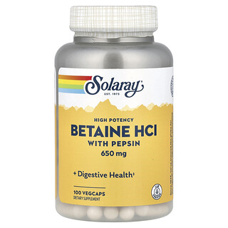 Solaray, Visokopotentni betain HCl s pepsinom, 100 vegetarijanskih kapsula