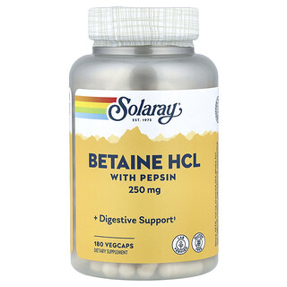 Solaray, Betaine HCL with Pepsin, Betain HCl mit Pepsin, 180 pflanzliche Kapseln