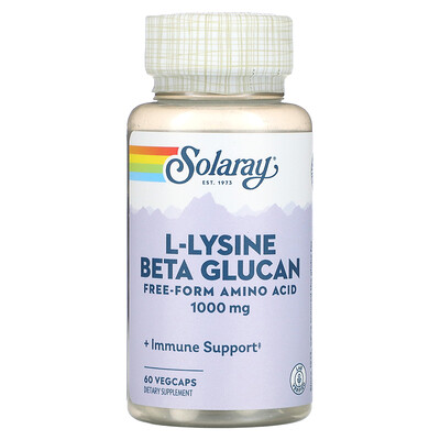 

Solaray, L-Lysine Beta Glucan, 500 mg, 60 VegCaps