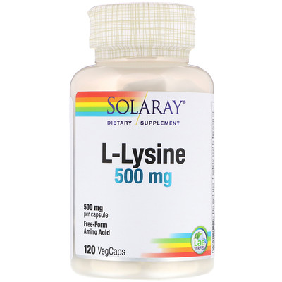 Solaray L-Lysine, 500 mg, 120 VegCaps