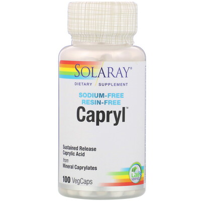 Solaray Каприл, замедленное высвобождение, 100 растительных капсул