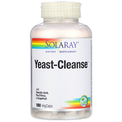 Solaray Yeast-Cleanse, 180 растительных капсул