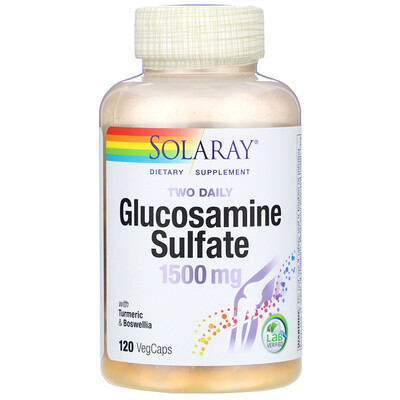 

Solaray Two Daily Glucosamine Sulfate with Turmeric & Boswellia, 1,500 mg, 120 VegCaps