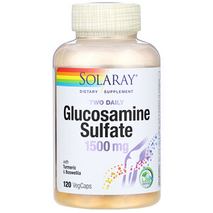 Отзывы о Соларай, Two Daily Glucosamine Sulfate with Turmeric & Boswellia, 1,500 mg, 120 VegCaps
