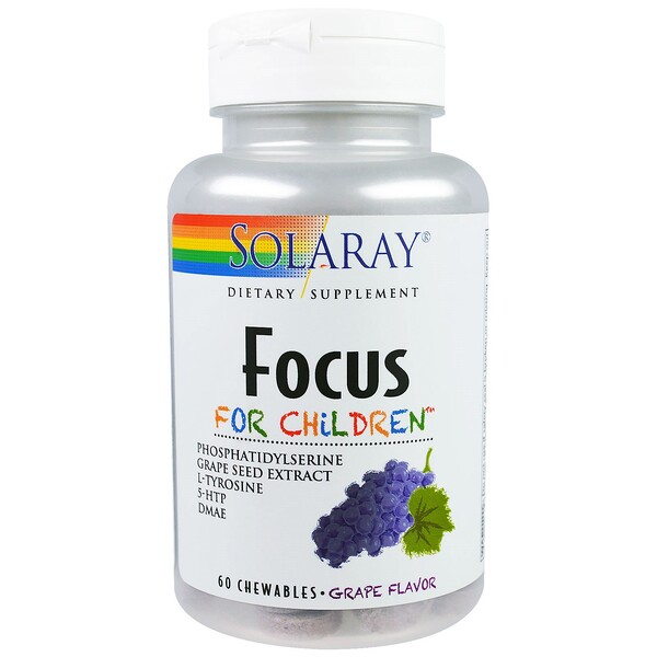 Solaray, Focus, Π΄Π»Ρ Π΄Π΅ΡΠ΅ΠΉ, Π²ΠΊΡΡ Π²ΠΈΠ½ΠΎΠ³ΡΠ°Π΄Π° , 60 ΠΆΠ΅Π²Π°ΡΠ΅Π»ΡΠ½ΡΡ
ΡΠ°Π±Π»Π΅ΡΠΎΠΊ