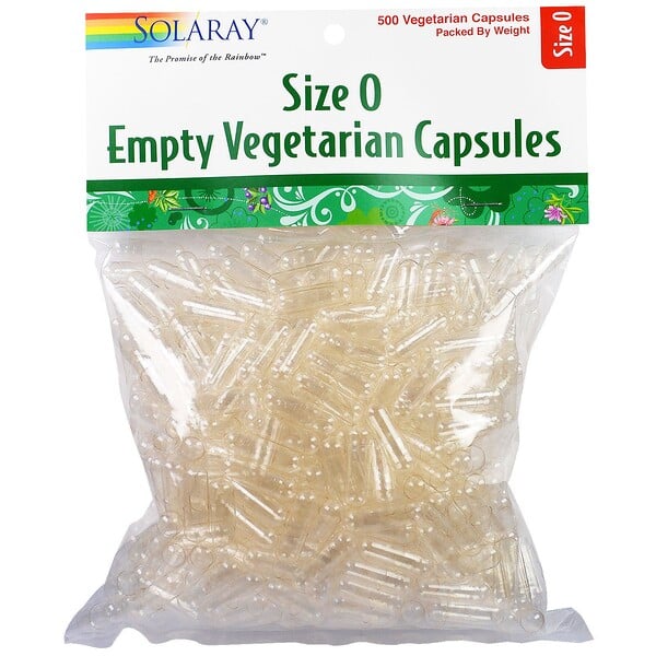 Solaray, Empty Vegetarian Capsules, Size 0, 500 Vegetarian Capsules