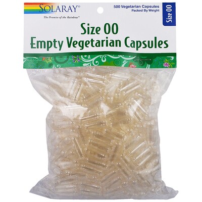Solaray пустые вегетарианские капсулы размера 00, 500 вегетарианских капсул
