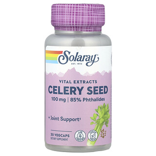 Solaray, Vital Extracts, Semilla de apio, 30 cápsulas vegetales