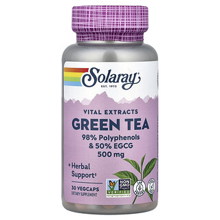 Solaray, Extractos vitales, Té verde, 500 mg, 30 cápsulas vegetales
