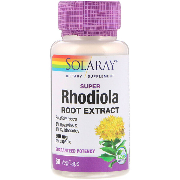 Ekstrak Akar Rhodiola Super, 500 mg, 60 VegCap