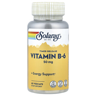 Solaray, Liberación programada, Vitamina B6, 50 mg, 60 cápsulas vegetales