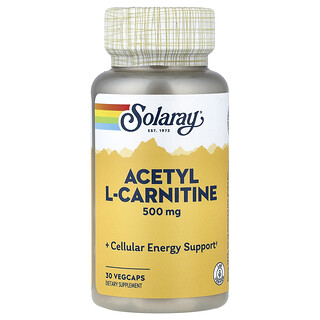 Solaray, Acetil L-carnitina, 500 mg, 30 cápsulas vegetales