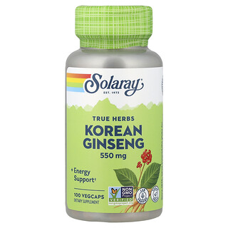 Solaray, True Herbs, Korean Ginseng, 550 mg, 100 VegCaps