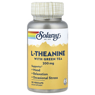 Solaray, L-Theanine with Green Tea, L-Theanin mit grünem Tee, 90 pflanzliche Kapseln