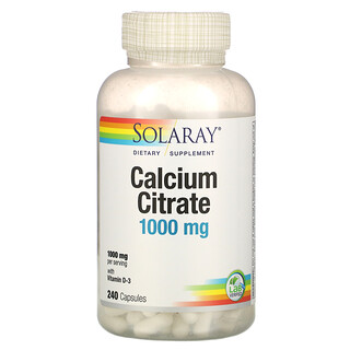 Solaray, цитрат кальция с витамином D3, 250 мг, 240 капсул