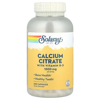 Solaray, Citrato de calcio con vitamina D3, 240 cápsulas