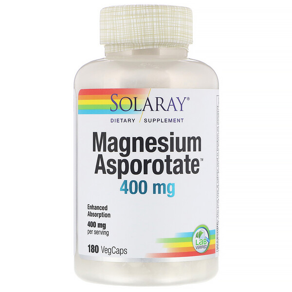 Аспартат магния, 200 мг, 180 растительных капсул