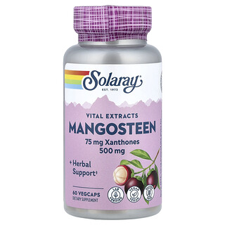 Solaray, Vital Extracts, Mangostán, 500 mg, 60 cápsulas vegetales