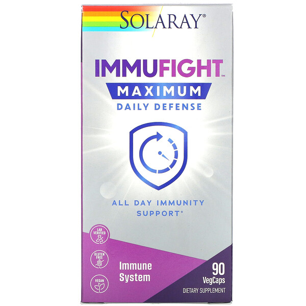 Solaray, ImmuFight, максимальная ежедневная защита, 90 VegCaps