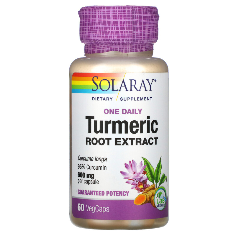 Solaray, Turmeric Root Extract, One Daily, 600 mg, 60 VegCaps iHerb