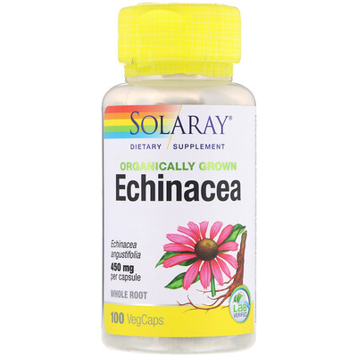 

Solaray Эхинацея, выращиваемая с использованием органических методик, 450 мг, 100 капсул с оболочкой из ингредиентов растительного происхождения