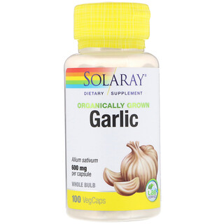 Solaray, Organically Grown Garlic, 600 mg, 100 VegCaps