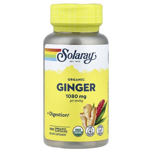 Solaray Organic Ginger, 100 Capsules (540 mg per Capsule)
