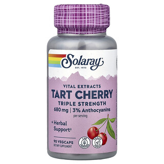 Solaray, Vitálne extrakty, kyslá čerešňa, 90 rastlinných kapsúl (340 mg na kapsulu)
