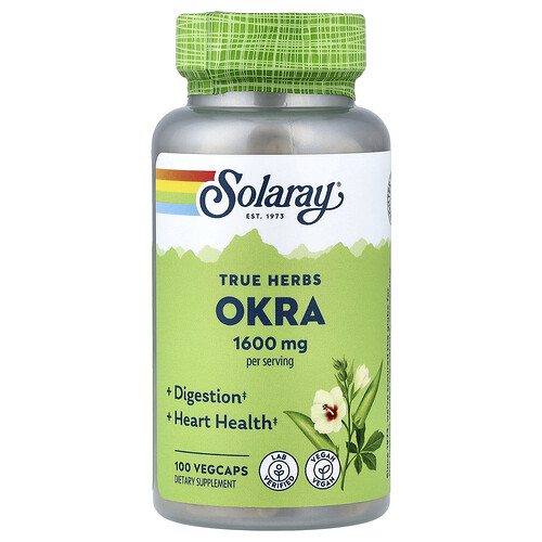 Solaray True Herbs, Okra, 100 VegCaps (400 mg per Capsule)