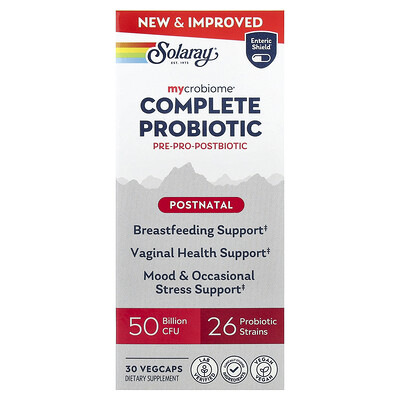 Product Image for Solaray, Mycrobiome , Complete Probiotic, Postnatal, 30 VegCaps