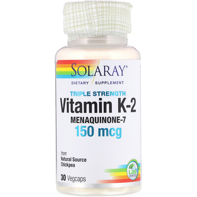 Solaray Triple Strength Vitamin K-2 Menaquinone-7, 150 mcg, 30 VegCaps