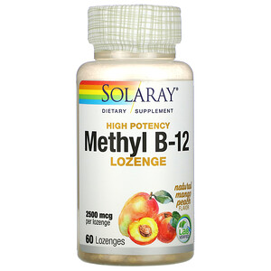 Отзывы о Соларай, High Potency Methyl B-12, Natural Mango Peach, 2,500 mcg, 60 Lozenges