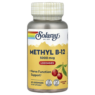 Solaray, Metilo B12 megapotente, sabor a cereza natural, 5000 mcg, 60 pastillas