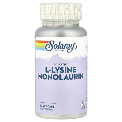 Product Image for Solaray, L-Lysine Monolaurin, 1:1 Ratio, 60 VegCaps