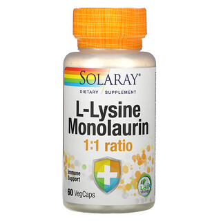 Solaray, L-Lysine Monolaurin 1:1 Ratio, L-Lysin und Monolaurin im Verhältnis 1:1, 60 VegCaps