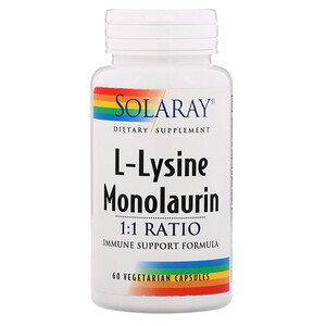 Соларай, L-Lysine Monolaurin 1:1 Ratio, 60 Vegetarian Capsules отзывы