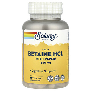 Solaray, Betain HCl s pepsinom, 90 vegetarijanskih kapsula