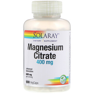 Solaray, Magnesiumcitrat, 133 mg, 180 VegCaps