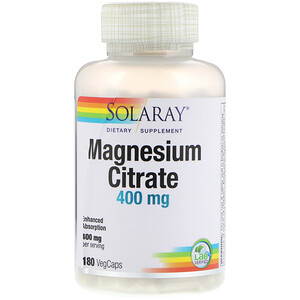 Отзывы о Соларай, Magnesium Citrate, 400 mg, 180 VegCaps