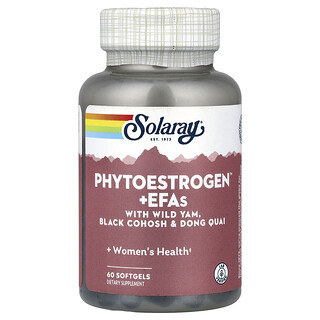 Solaray, Phytoestrogen™ + EFAs com Inhame Silvestre, Acteia e Dong Quai, 60 Cápsulas Softgel