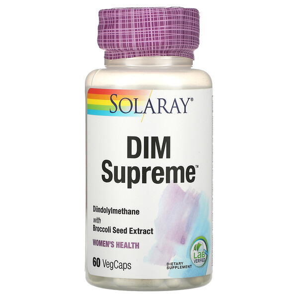 Solaray, DIM Supreme, дииндолилметан, 60 растительных капсул VegCaps