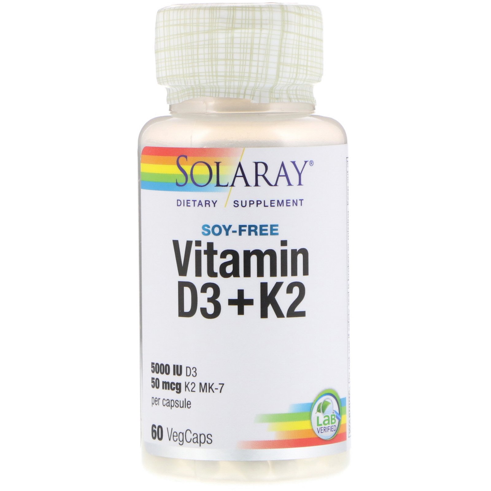 Solaray Vitamin D3 K2 Soy Free 60 Vegcaps Iherb