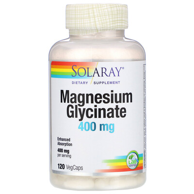 Solaray глицинат магния, 400 мг, 120 растительных капсул