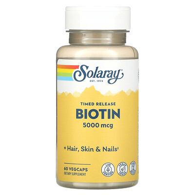 

Solaray, Biotin, 5,000 mcg, 60 VegCaps