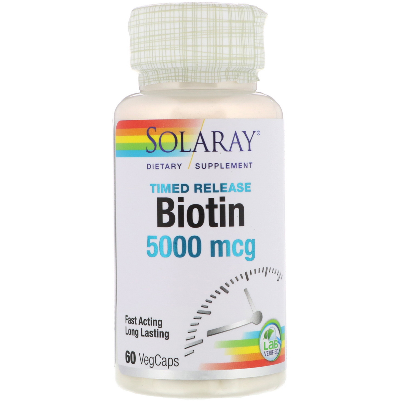 iHerb 日本美妝 補充品Solaray, 生物素,5000毫克,60粒素食膠囊 - 強化頭髮指甲