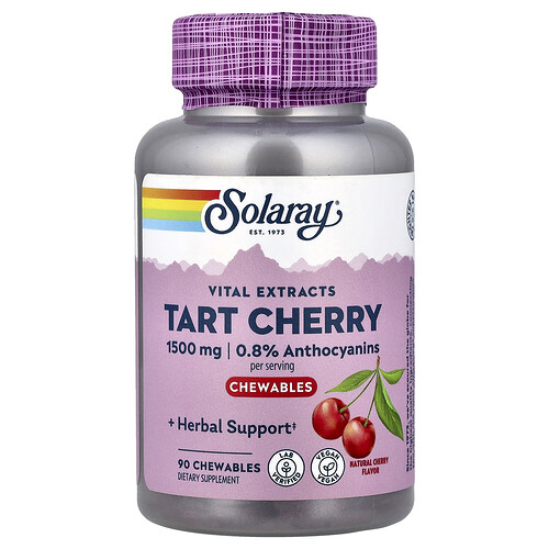 Solaray, Vital Extracts, Tart Cherry, Natural Cherry, 90 Chewables (500 mg per Chewable)
