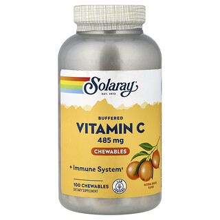 Solaray, Vitamine C tamponnée à croquer, Orange naturelle, 500 mg, 100 comprimés à croquer